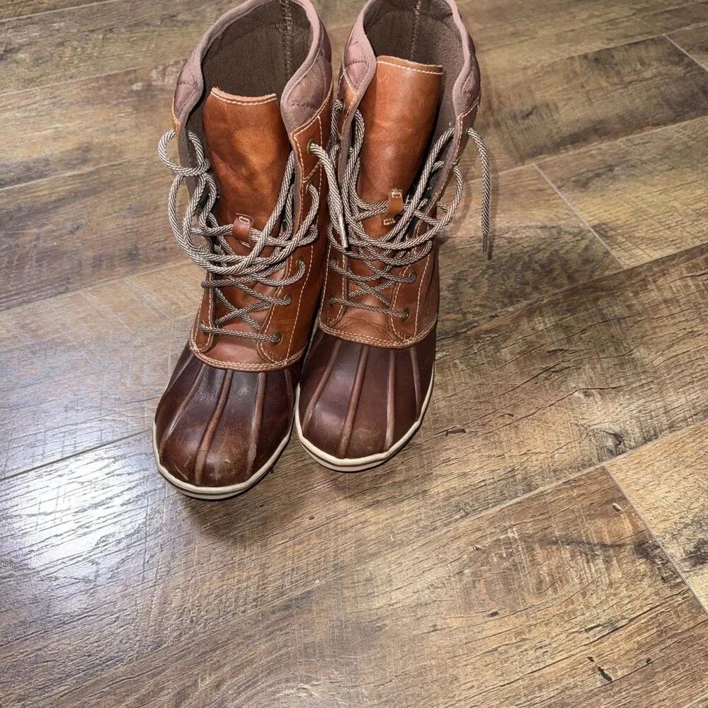L.L.Bean Bar Harbor Tek 2.5 Women’s 9M Brown Waterproof Leather Duck Boots 9”